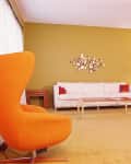 CIRCA 1970s: Living room interior couch with sofa