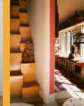 Diptych of (L) modern witches stairs; (R) vintage witches stairs.
