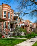 Row of Old Homes with Grass in the North Center Neighborhood of Chicago