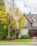 Houses in suburb at Summer in the north America. Luxury houses with nice landscape.