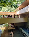 Fallingwater House by Frank Lloyd Wright exterior, Allegheny Mountains Pennsylvania USA, July 2019.