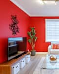 Modern red living room interior design