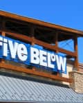 Five Below now open - Closeup of sign on building (Loveland, Colorado, USA)