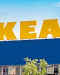 Litvienia Vilnius 22.07.24 IKEA (Ingvar Kamprad Elmtaryd Agunnaryd) sign hanging on the store building in Lugano. Ikea is the world's largest retailer of ready-to-assemble furniture