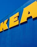 Covina, CA USA - September 3, 2024: IKEA Sign over entrance to one of its 482 ready-to-assemble furniture, kitchen appliances, decoration stores worldwide. Owner: Inter IKEA Systems B.V., Sweden.