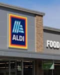 Anderson - March 18, 2025: Aldi Discount Supermarket. Aldi sells a range of grocery items, including produce, meat and dairy at discount prices.