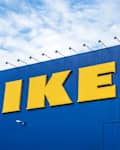IKEA store, detail of logo on side of building
