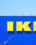 Bandung, Indonesia - January 14, 2023: Large iconic IKEA logo in blue and yellow, instantly recognizable as a symbol of the global home furniture brand.