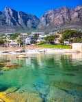 Panorama of Cape Town, South Africa. The city beach against magnificent mountains