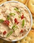 Sun-Dried Tomato Dip and crackers.