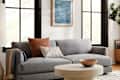 gray fabric two-seater sofa