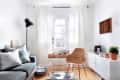 Living room with floor-to-ceiling drapes
