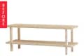 Wooden two-tier bench with slatted shelves and a "Before" label.