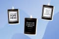 Three black candles with motivational quotes: "Trust Your Dopeness," "Don't Quit Your Daydream," and a quote by Ida B. Wells.