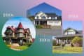 Victorian house from 1900s, Craftsman from 1920s, and modern suburban home from 1990s.