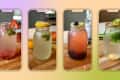 lineup of photos of four water recipes shown on outlines of iPhones