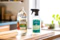 A bottle of Heinz's All Natural Distilled White Vinegar and Aunt Fannie's cleaning vinegar on kitchen counter