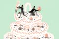 Make your own wedding cake illustration for Crate and Barrel wedding package