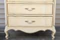 Before: Pale yellow-cream French provincial-style three-drawer dresser