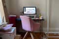 Before: pink chair at a small desk