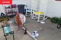 Messy patio before renovation