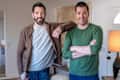 the Property Brothers, standing in a room together