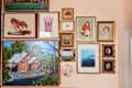Gallery wall of art work.