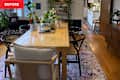 Rectangular table in dining room before renovation.
