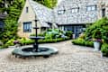 Lush garden around a home in Europe