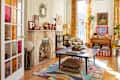 Living room in colorful Brooklyn apartment