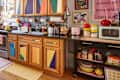 Kitchen/dining room in colorful Brooklyn apartment