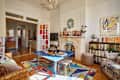 Living room in colorful Brooklyn apartment