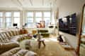 Eclectic New York city apartment living room.