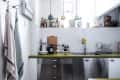 Small kitchen with stainless steel cabinets