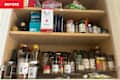 Spices organized in cabinet using the "Dish" Method.