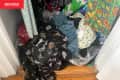 Cluttered closet before using Wheel of Chores.