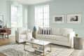 Behr's Breezeway, a soft gray green that looks like sea glass, on living room walls.