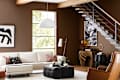 Living room painted in Sherwin-Williams brown color, Grounded