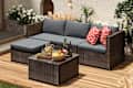 Wicker 3 - Person Modular Patio Conversation Set with Cushions By Ebern Designs