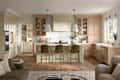 Wooden cabinets in renovated kitchen.