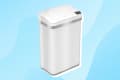 Stainless steel automatic trash can with touchless sensor lid.