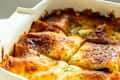 Cowboy lasagna in baking dish.