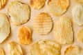 Closeup of different potato chips