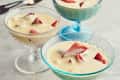 zabaglione in martini/desert glasses with fruit