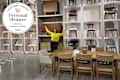 Shopper surrounded by dining chairs at Article.