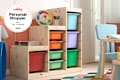 IKEA storage unit in kids playroom.