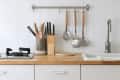 White modern kitchen room with cooking utensil simple lifestyle cooking at home