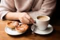 Cup of espresso and custard tarts
