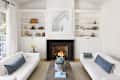 Modern design white interior farmhouse living room with sofa