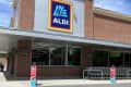 Aldi storefront photographed from parking lot